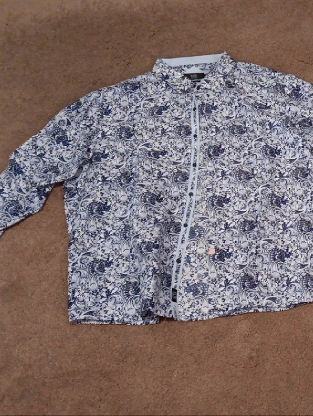 Men's White & Navy Paisley Dress Shirt